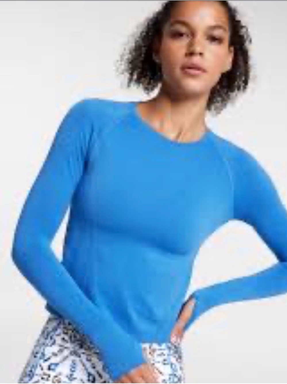 CALIA Women's Seamless Race Length Long Sleeve Tee Blue NWOT